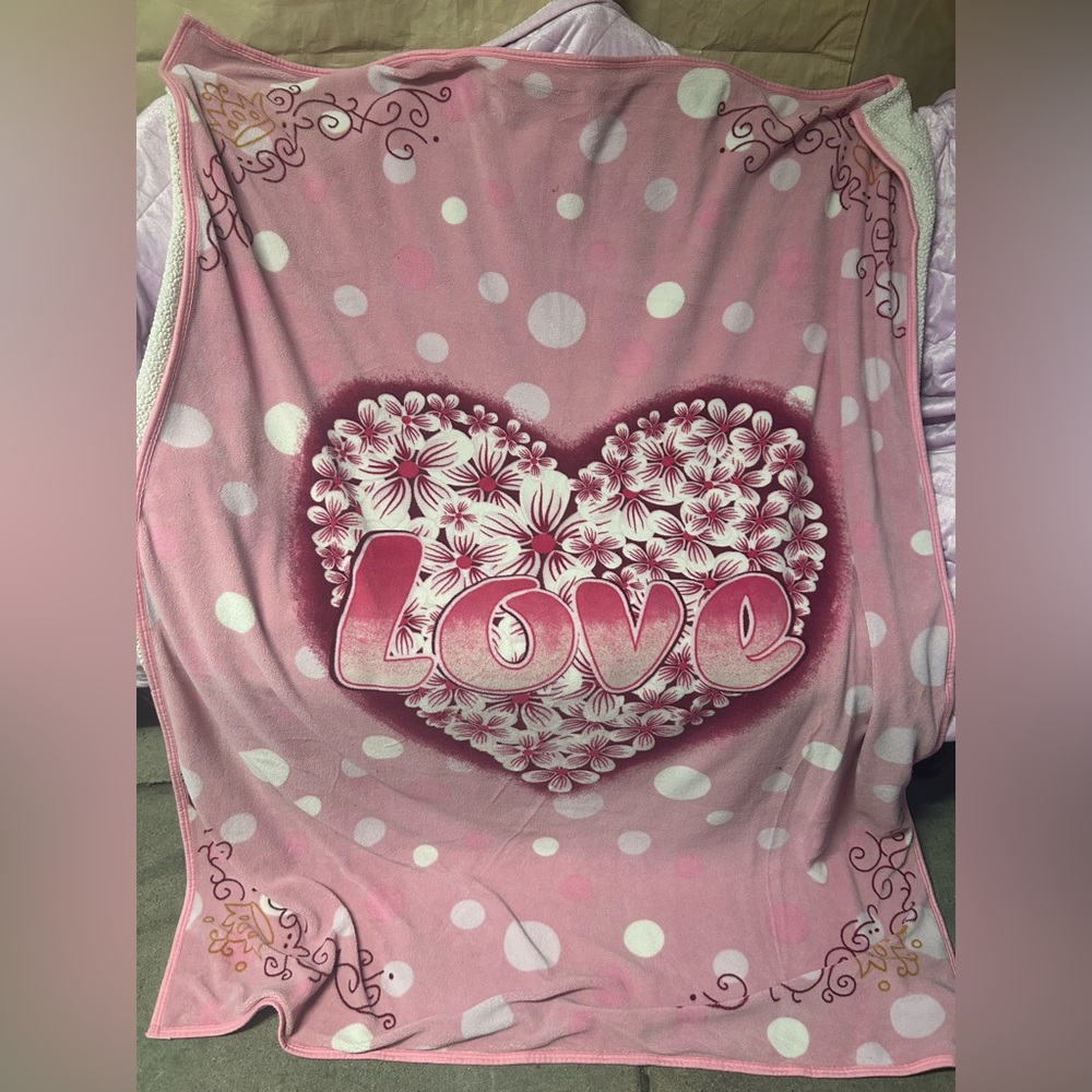 Pink Love Heart Blanket